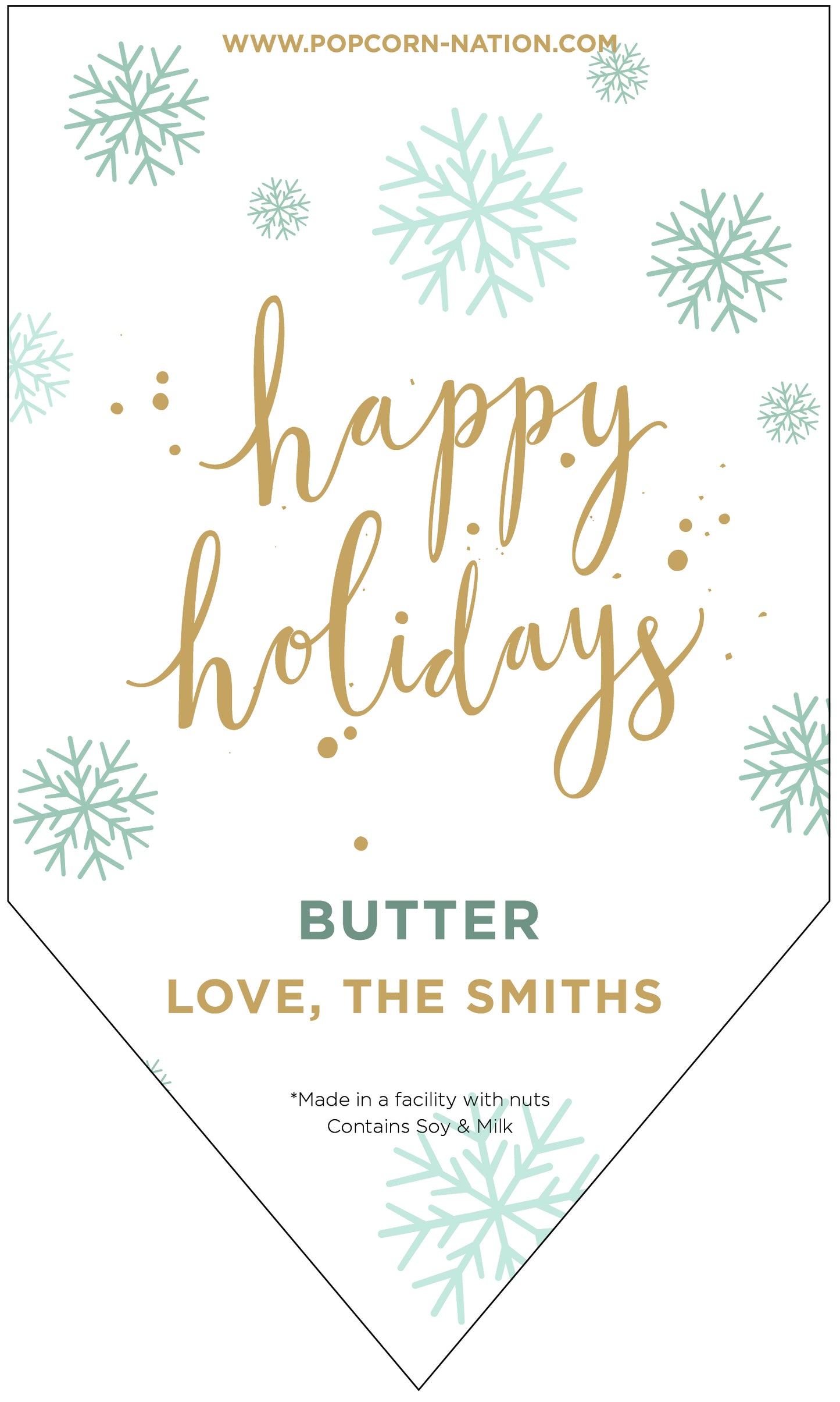Happy Holidays Snowflakes Personalized Label