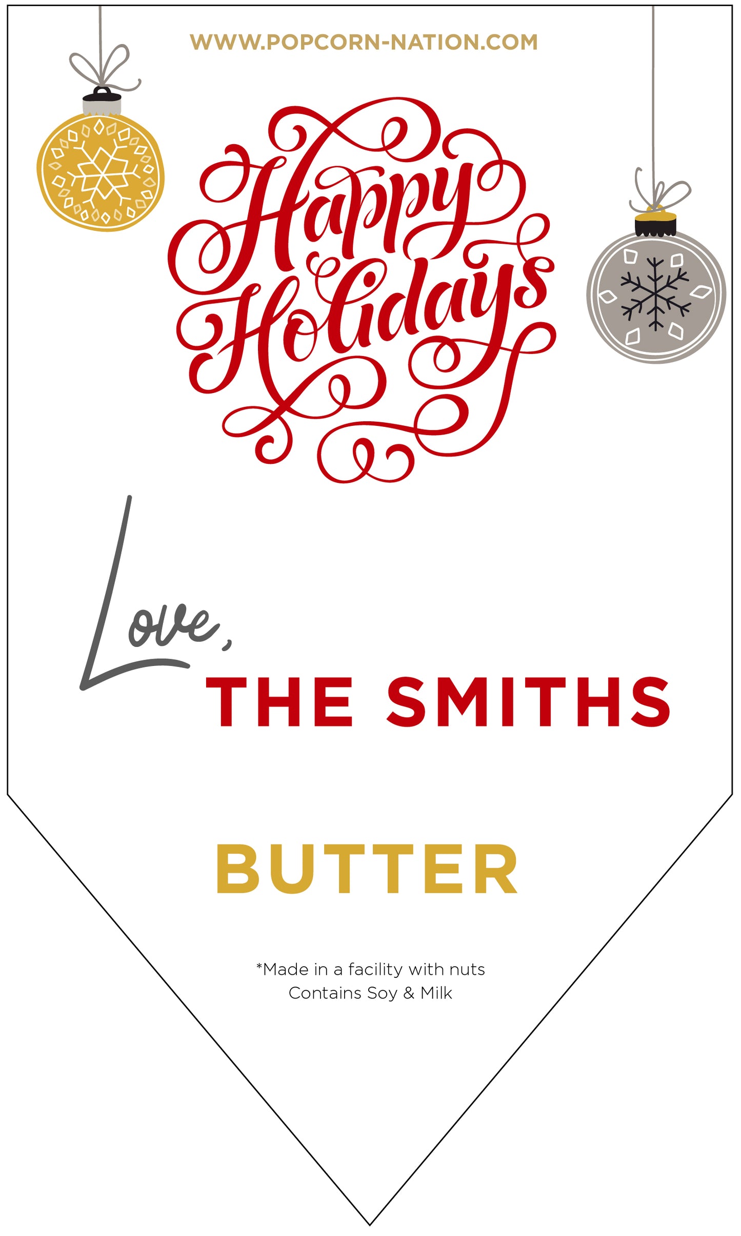 Happy Holidays (Red) Personalized Label