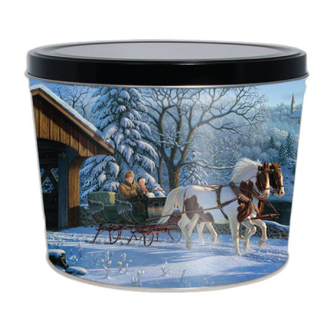 Winter Sleigh Ride Popcorn Tin - 2 Gallon