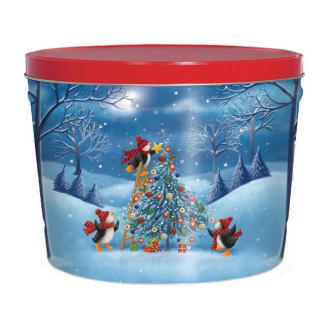 Penguin Tree Trimming Popcorn Tin - 2 Gallon