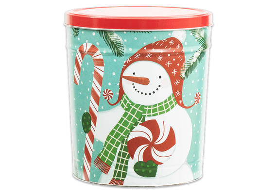 Peppermint Snowmen Popcorn Tin - 3.5 Gallon