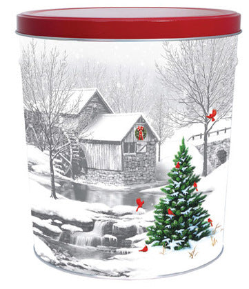 Snow Covered Mill Popcorn Tin - 3.5 Gallon