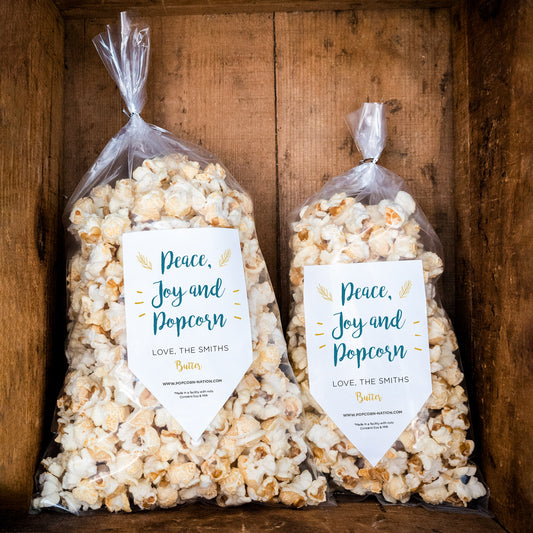 Peace, Joy & Popcorn Personalized Label