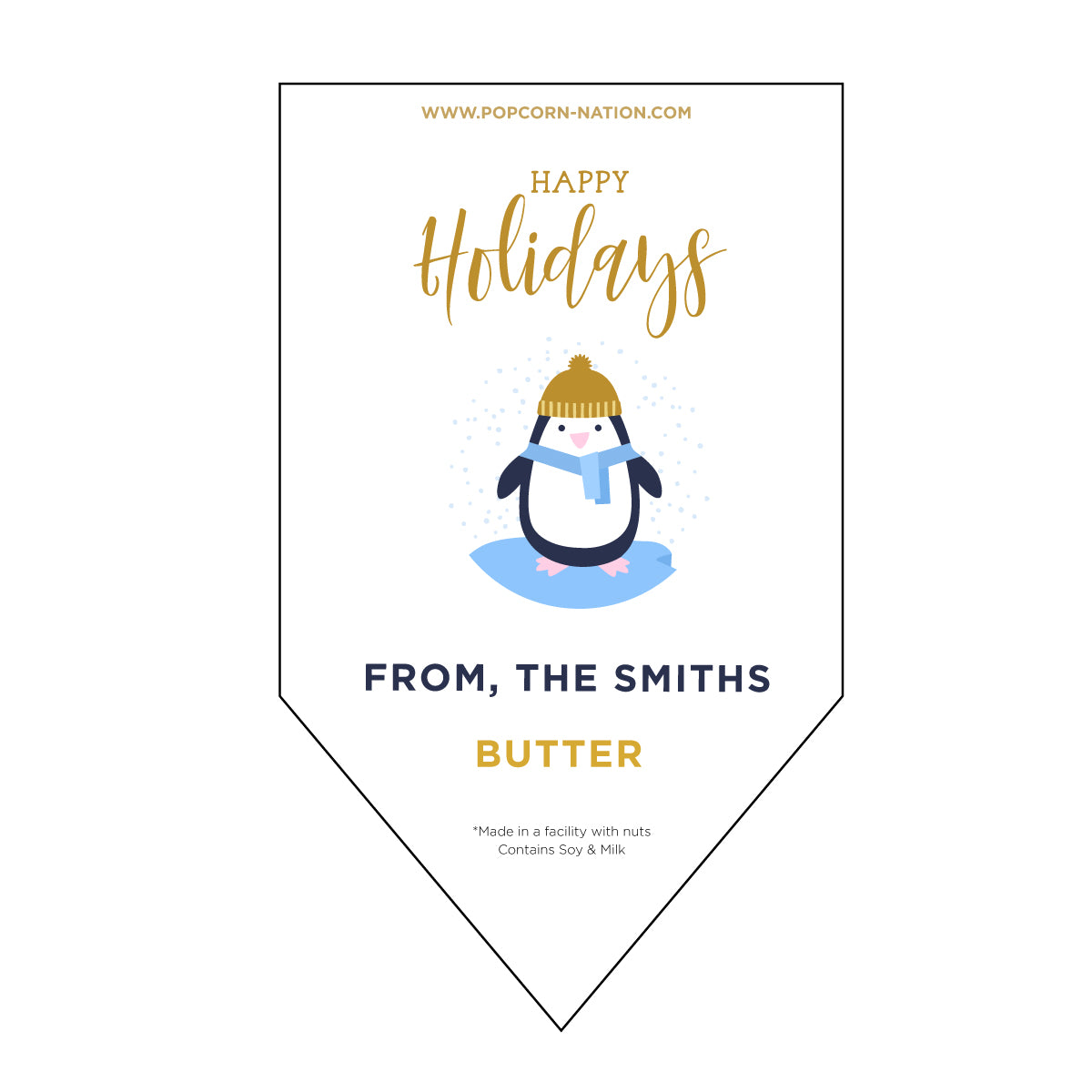 Happy Holidays Penguin Personalized Label
