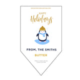 9. Happy Holidays Penguin Personalized Label