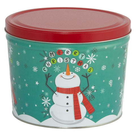 Merry Christmas Snowman Popcorn Tin - 2 Gallon