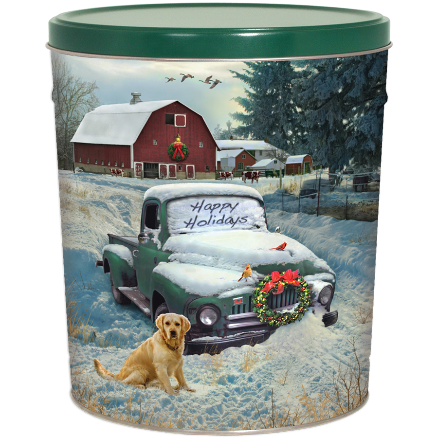 Countryside Christmas Popcorn Tin - 3.5 Gallon