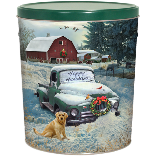 Countryside Christmas Popcorn Tin - 3.5 Gallon